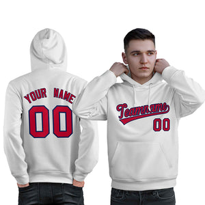 Custom White Red-Navy Classic Style Personalized Sport Pullover Hoodie