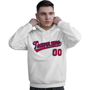 Custom White Red-Navy Classic Style Personalized Sport Pullover Hoodie