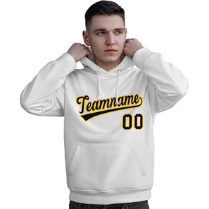 Custom White Gold-Black Classic Style Personalized Sport Pullover Hoodie