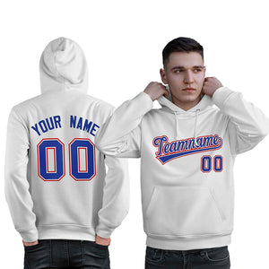 Custom White Royal-Red Classic Style Personalized Sport Pullover Hoodie