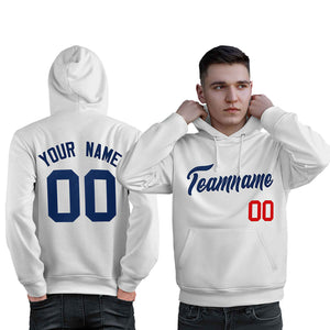 Custom White Navy-Red Classic Style Personalized Sport Pullover Hoodie