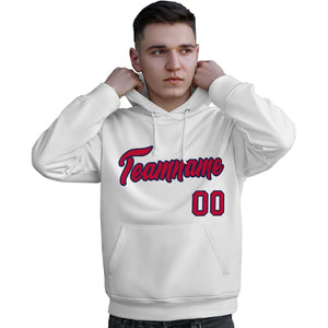 Custom White Red-Navy Classic Style Personalized Sport Pullover Hoodie