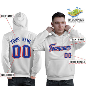 Custom White Royal-Red Classic Style Personalized Sport Pullover Hoodie