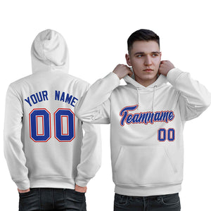 Custom White Royal-Red Classic Style Personalized Sport Pullover Hoodie