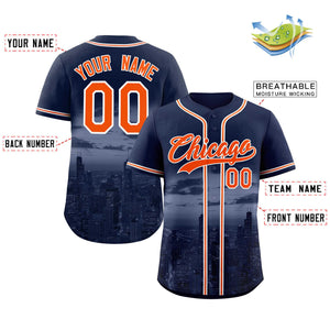 Maillot de baseball Chicago City Connect personnalisé bleu marine orange-blanc