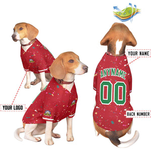 Maillot pour chien personnalisé à motif graffiti Splash rouge Kelly vert personnalisé