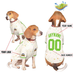 Maillot pour chien à motif de graffiti Splash personnalisé vert crème personnalisé