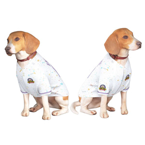 Maillot pour chien à motif graffiti Splash personnalisé, blanc, violet clair, personnalisé