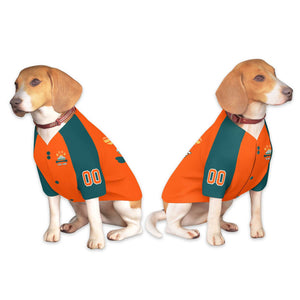 Maillot pour chien à manches raglan orange Aqua personnalisé