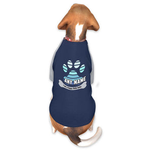 Maillot pour chien à manches raglan gris marine personnalisé