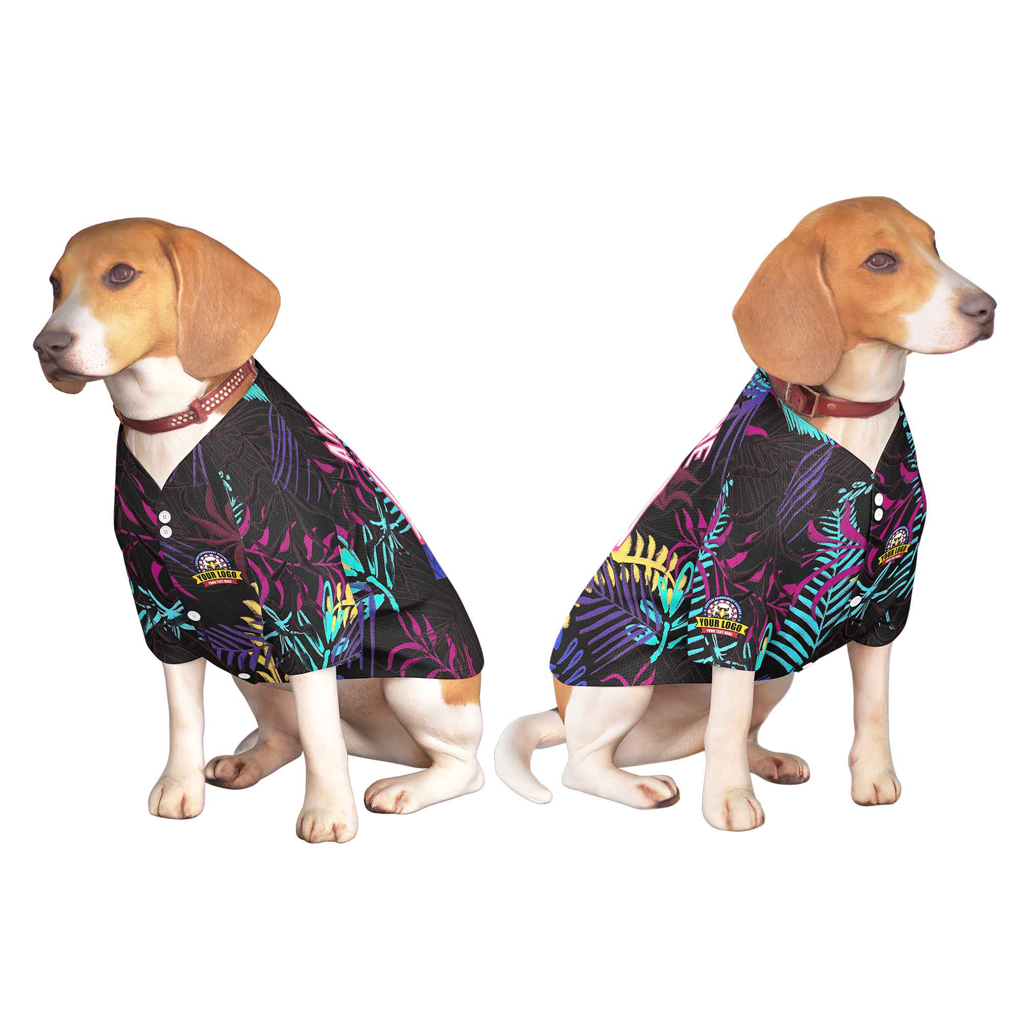 Maillot pour chien à motif graffiti rose blanc personnalisé