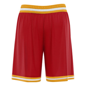 Short de basket-ball personnalisé rouge jaune blanc