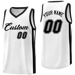 Maillot de basket-ball classique blanc et noir personnalisé