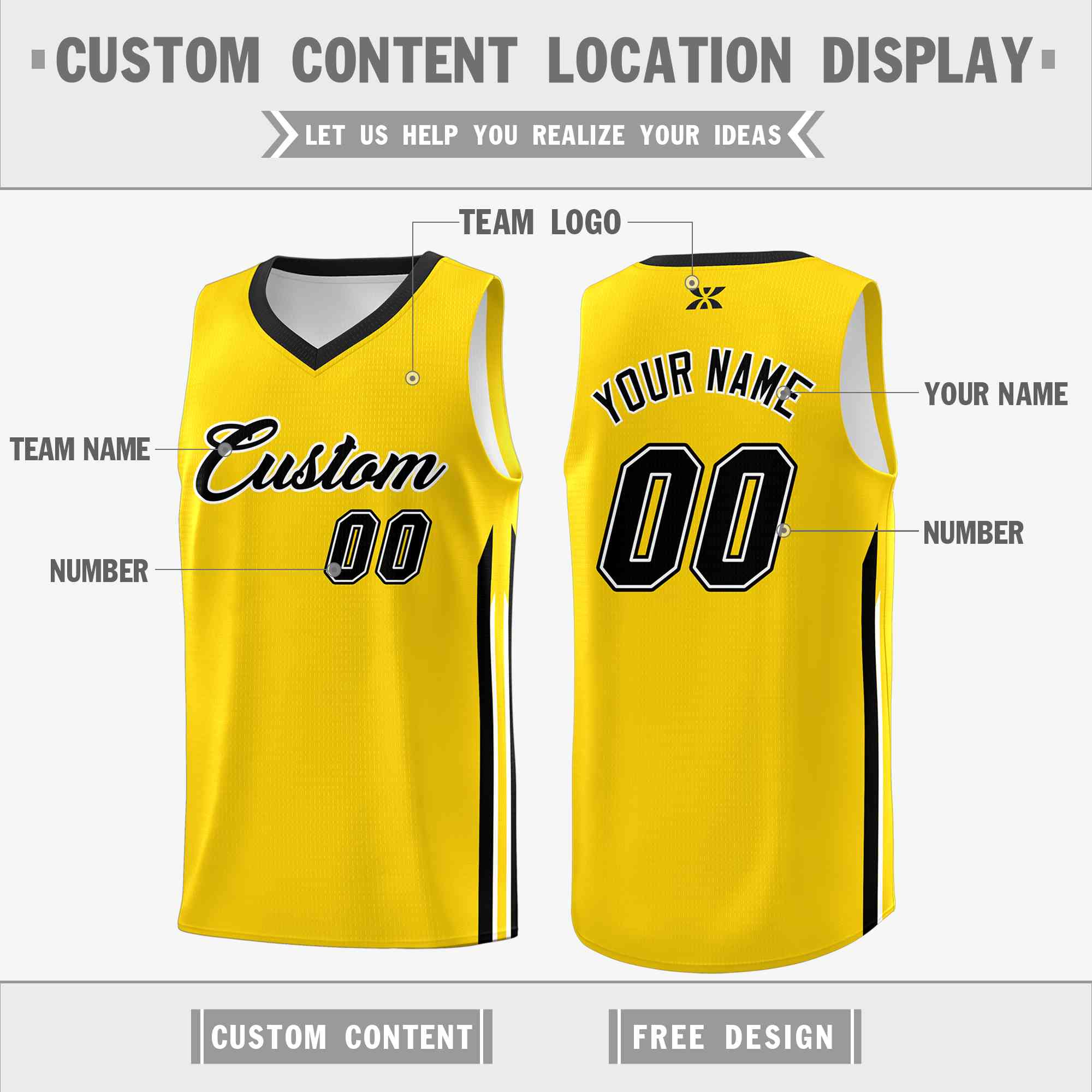Custom Yellow Black-Classic Tops Mesh Sport Basketball Jersey