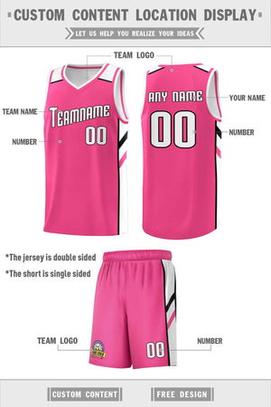 Ensembles classiques rose blanc-noir personnalisés, maillot de basket-ball uniforme de sport