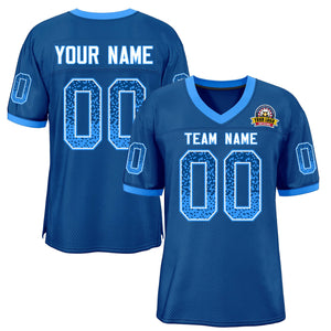 Custom Royal Powder Blue-White Drift Fashion Mesh Authentic Football Jersey