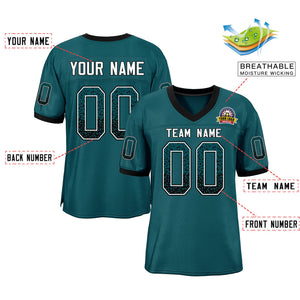 Custom Teal White-Black Drift Fashion Mesh Authentic Football Jersey