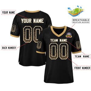 Custom Black White-Old Gold Drift Fashion Mesh Authentic Football Jersey