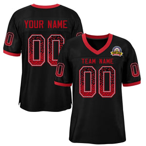 Custom Black Scarlet-White Drift Fashion Mesh Authentic Football Jersey