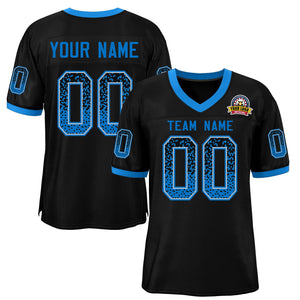 Custom Black Powder Blue-White Drift Fashion Mesh Authentic Football Jersey