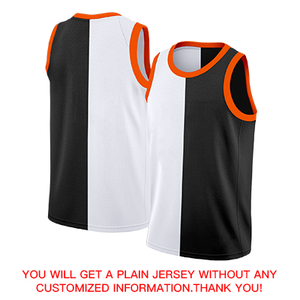 Maillot de basket-ball personnalisé noir blanc-Orange, hauts à la mode