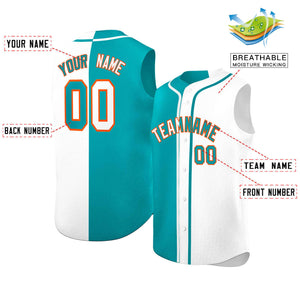 Custom Aqua White Split Fashion Design Authentic Sleeveless Baseball Jersey