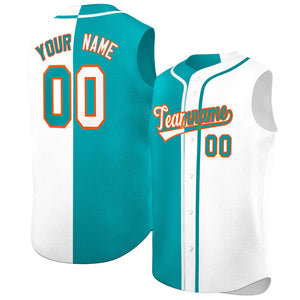 Custom Aqua White Split Fashion Design Authentic Sleeveless Baseball Jersey