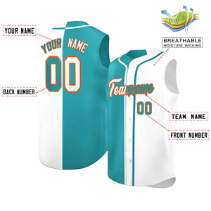 Custom Aqua White Split Fashion Design Authentic Sleeveless Baseball Jersey