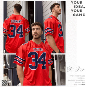 Custom Aqua Red-Navy Classic Style Authentic Football Jersey