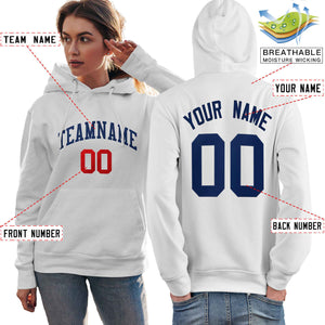 Custom White Navy-Red Classic Style Personalized Sport Pullover Hoodie