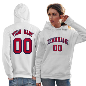 Custom White Red-Navy Classic Style Personalized Sport Pullover Hoodie