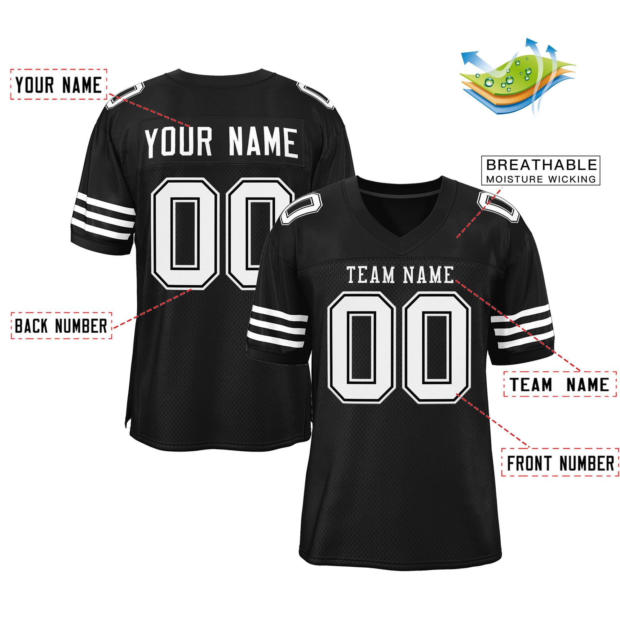 custom black football jersey buy's show