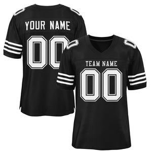 Custom Black White Classic Style Mesh Authentic Football Jersey