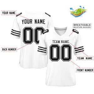 Custom White Black Classic Style Mesh Authentic Football Jersey