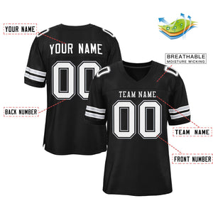 Custom Black White-Gray Classic Style Mesh Authentic Football Jersey