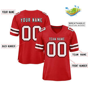 Custom Red White-Black Classic Style Mesh Authentic Football Jersey