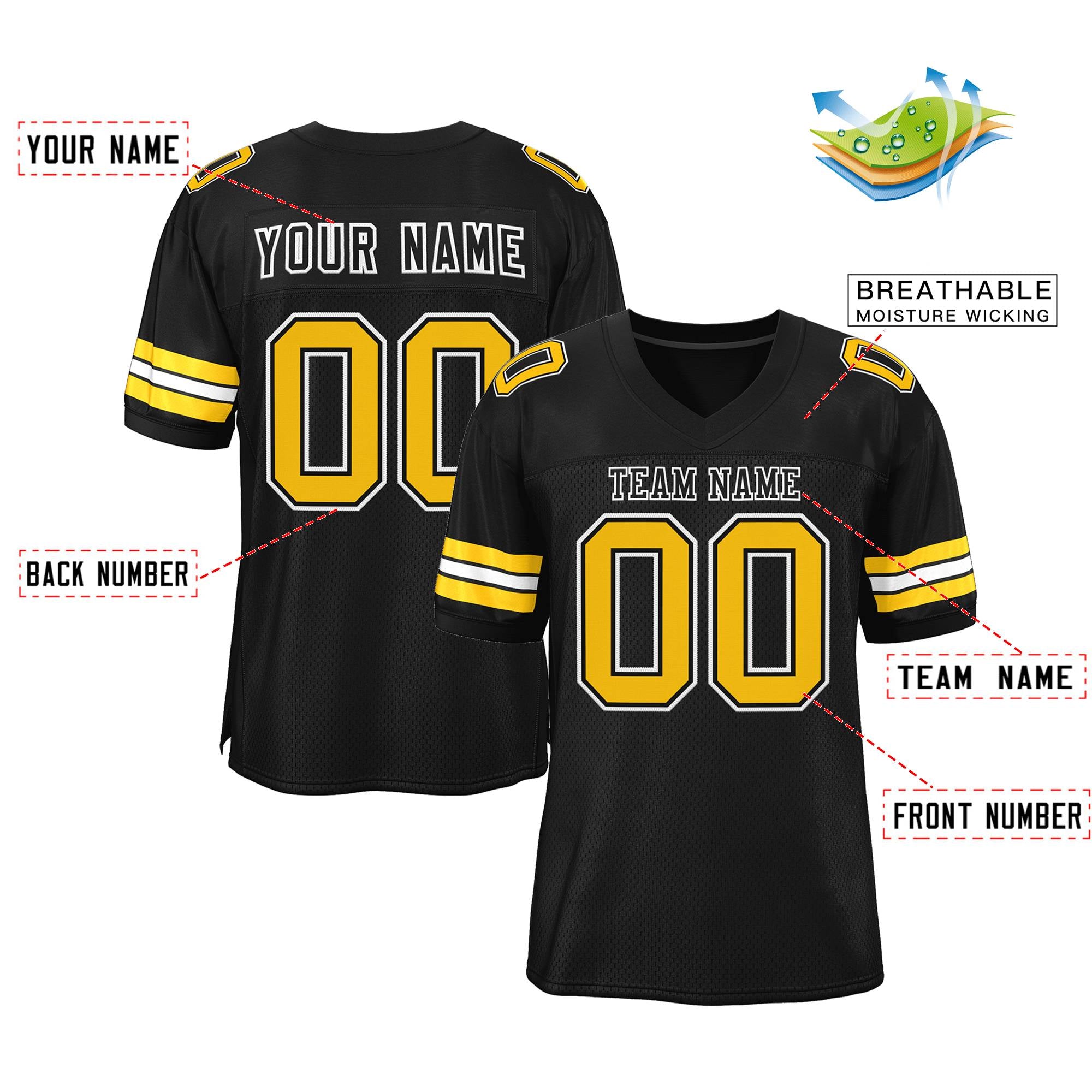 custom black football jersey