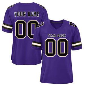 Custom Purple Black-White Classic Style Mesh Authentic Football Jersey