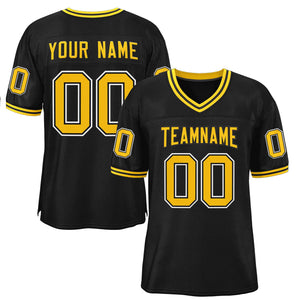 Custom Black Gold-Black Classic Style Authentic Football Jersey