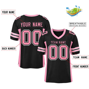 Custom Black Pink Insert Color Design Mesh Authentic Football Jersey