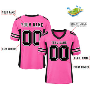 Custom Pink Black Insert Color Design Mesh Authentic Football Jersey