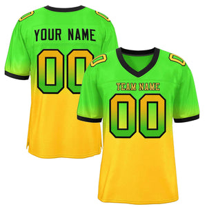 Custom Neon Green Gold Gold-Black Gradient Fashion Outdoor Authentic Football Jersey