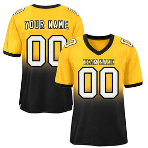 Custom Yellow Black-White Gradient Fashion Outdoor Authentic Football Jersey