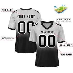 Custom Silver Black-White Gradient Fashion Outdoor Authentic Football Jersey