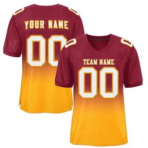 Custom Cardinal Yellow White-Yellow Gradient Fashion Outdoor Authentic Football Jersey