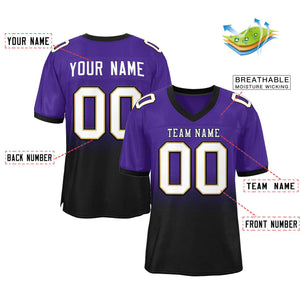 Custom Purple Black White-Black Gradient Fashion Outdoor Authentic Football Jersey