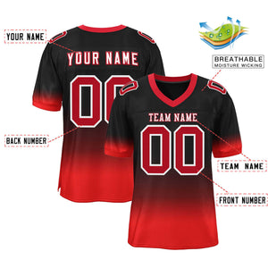 Custom Black Red-White Gradient Fashion Personalized Team Football Jersey