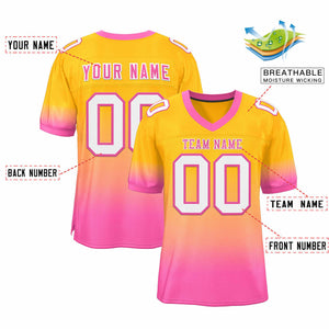 Custom Yellow Pink-White Gradient Fashion Personalized Team Football Jersey