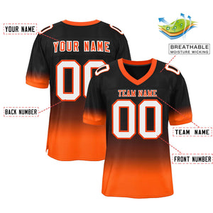 Custom Black Orange-White Gradient Fashion Personalized Team Football Jersey