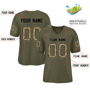 Custom Olive Classic Style Camo Mesh Authentic Football Jersey